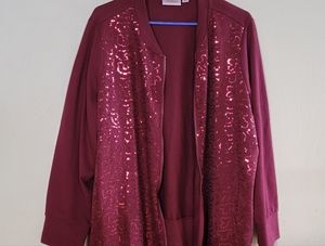 Quacker Factory Jacket 2X burgundy